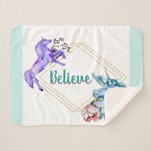 Small Believe Unicorns Sherpa Deken (Voorkant (horizontaal))