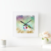 Small Bird 270824AREF146 - Watercolor Vierkante Klok (Huis)