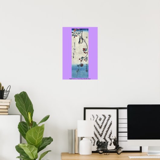 Small bird on a branch by Ando,Hiroshige Poster (Thuiskantoor)