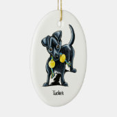 Small Black Dog op maat Keramisch Ornament (Rechts)