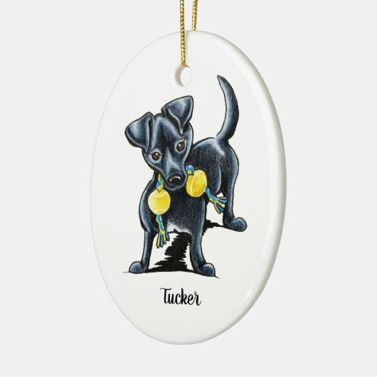 Small Black Dog op maat Keramisch Ornament (Links)