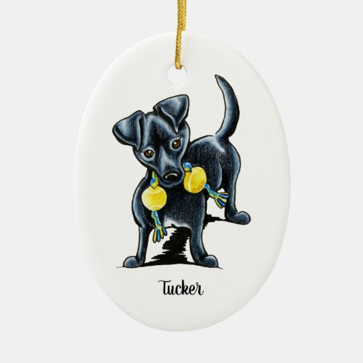 Small Black Dog op maat Keramisch Ornament (Voorkant)
