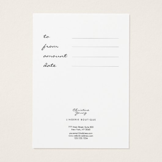 Small Black Gold Lace Lingerie Boutique Gift Kaart (Achterkant)