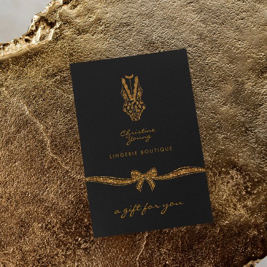 Small Black Gold Lace Lingerie Boutique Gift Kaart