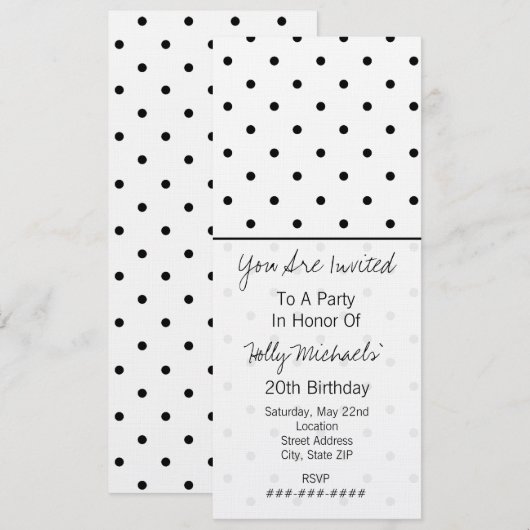 Small Black Polka Dots Party Uitnodiging (Voorkant / Achterkant)