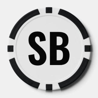Small Blind SB Simple Black White Text Poker Chips