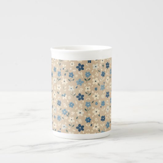 Small blue and white floral pattern porselein kop (Voorkant)