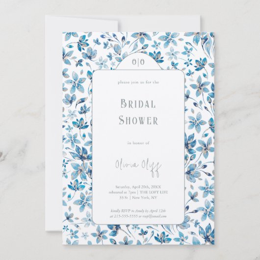 Small Blue Flowers Vrijgezellenfeest Kaart (Voorkant)