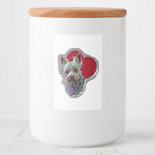 Small Blue Gold PopArt Yorkshire Yorkie Terrier Voedselcontainer Etiket