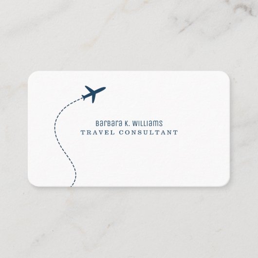 Small Blue Plane White Travel Consultant  Visitekaartje (Voorkant)