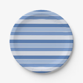 Small Blue Tone and Cream Stripes Papieren Bordje