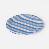 Small Blue Tone and Cream Stripes Papieren Bordje (Gekanteld)
