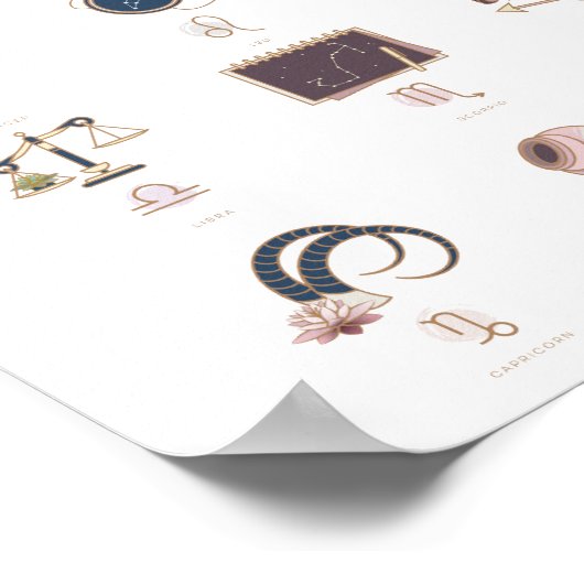 Small Boho Zodiac Signs Poster (Hoek)