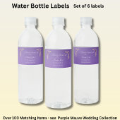 Small Bottle Labels, Purple Mauve Flowers  Waterfles Etiket