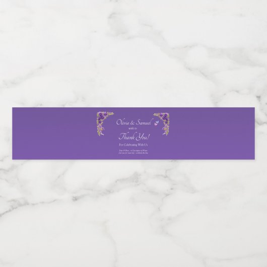 Small Bottle Labels, Purple Mauve Flowers  Waterfles Etiket (Enkel label)