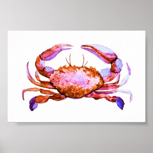 Small Box Red Crab Waterverf Print (Voorkant)