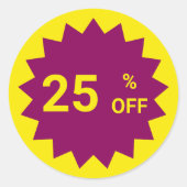 Small Business 25% OFF Yellow Pink Ronde Sticker (Voorkant)