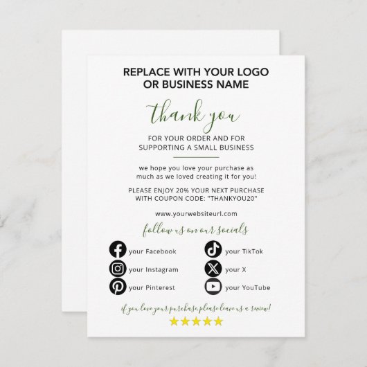 Small Business Bedankt voor uw bestelling (Voorkant / Achterkant)