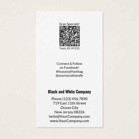 Small Business Black & White Gift Voucher Kaart (Achterkant)