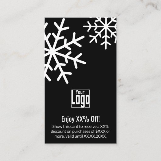 Small Business Black & White Snowflake XX% korting (Voorkant)