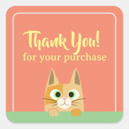 Small Business Cat Dank u Vierkante Sticker
