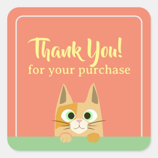 Small Business Cat Dank u Vierkante Sticker (Voorkant)