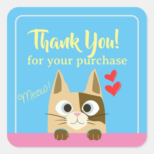 Small Business Cat Dank u Vierkante Sticker (Voorkant)