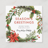 Small Business Christmas Feestelijke Krans Info Vierkante Visitekaartje (Voorkant)