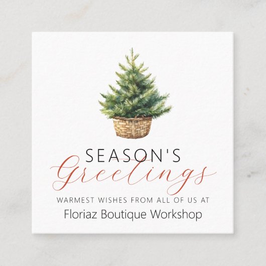 Small Business Christmas Tree Winter Greenery Vierkante Visitekaartje (Voorkant)