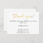 Small Business Coupon Dank u Gold invoegen Kaart (Voorkant / Achterkant)