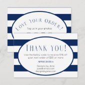 Small Business Coupon Navy Stripes Plaats Kaart (Voorkant / Achterkant)