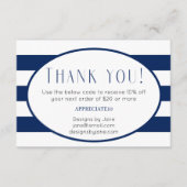 Small Business Coupon Navy Stripes Plaats Kaart (Voorkant)