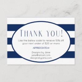 Small Business Coupon Navy Stripes Plaats Kaart