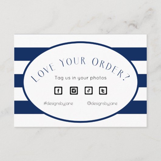 Small Business Coupon Navy Stripes Plaats Kaart (Achterkant)