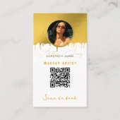 Small Business Discount Loyaliteit QR Code Wit Gou Visitekaartje (Voorkant)