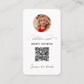 Small Business Discount Loyalty QR Code Boho Beige Visitekaartje (Voorkant)