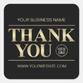 Small Business Gold Black DANK U voegt LOGO toe Vierkante Sticker (Voorkant)