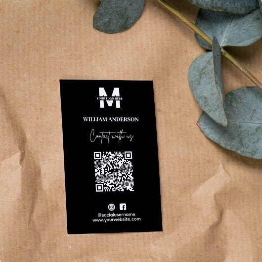 Small Business Instagram Facebook QR Code Black Visitekaartje