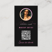 Small Business Korting Loyalty QR Code Zwart Roze Visitekaartje (Voorkant)