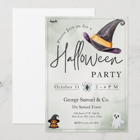 Small Business Minimalist Halloween Kantoor Party Kaart (Voorkant / Achterkant)
