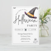 Small Business Minimalist Halloween Office Party Kaart (Staand voorkant)