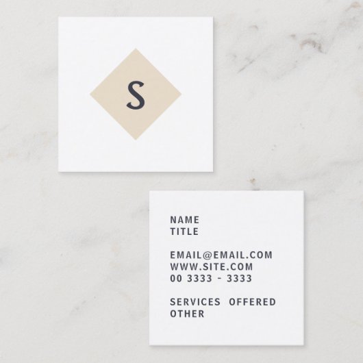 Small Business Monogram vierkant visitekaartje (Voorkant / Achterkant)