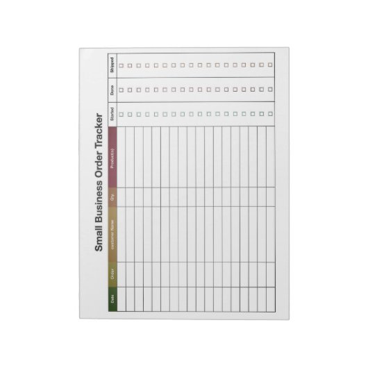 Small Business Order Tracking  Notitieblok (Linkerzijde)