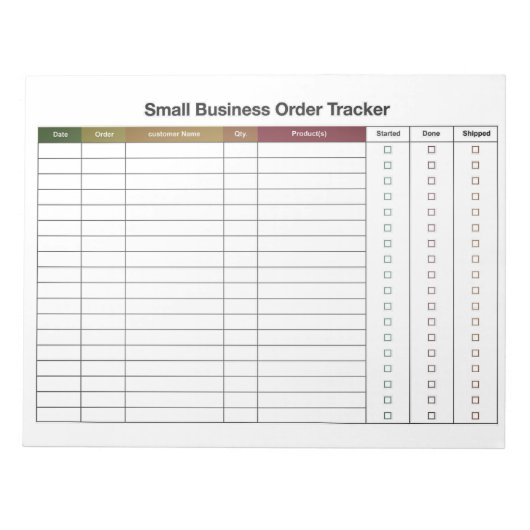 Small Business Order Tracking  Notitieblok (Voorkant)