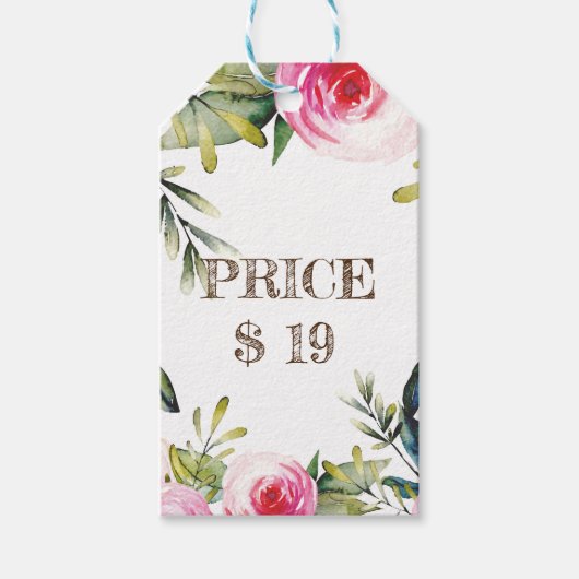 Small Business Price label chic floral gired desig Cadeaulabel (Voorkant)