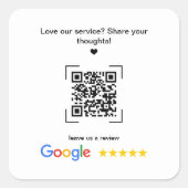 Small Business Promotional Google Review QR Code Vierkante Sticker (Voorkant)