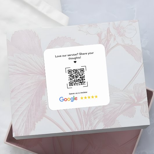 Small Business Promotional Google Review QR Code Vierkante Sticker