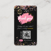 Small Business QR Code Logo Dank u Glitter Zwart Visitekaartje (Voorkant)