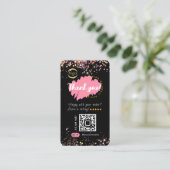 Small Business QR Code Logo Dank u Glitter Zwart Visitekaartje (Staand voorkant)