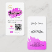 Small Business QR Code Logo Dank u Roze Glitter Visitekaartje (Voorkant / Achterkant)